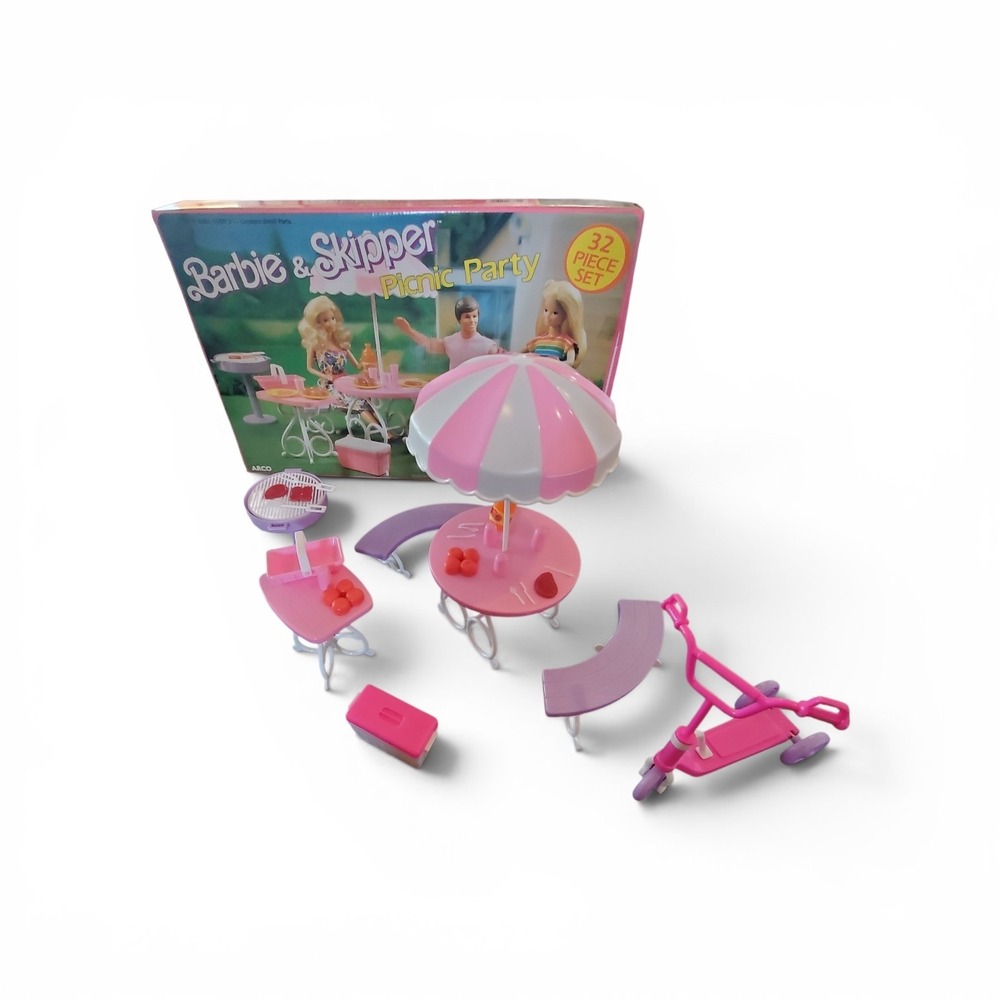 Vintage 1989 Barbie & Skipper Picnic Party Playset Arco 7331 Set Boxed *Read*